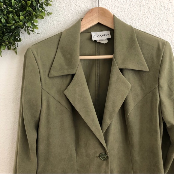 Women’s Vintage Gantos Olive Green Faux Suede Coat - Picture 3 of 6